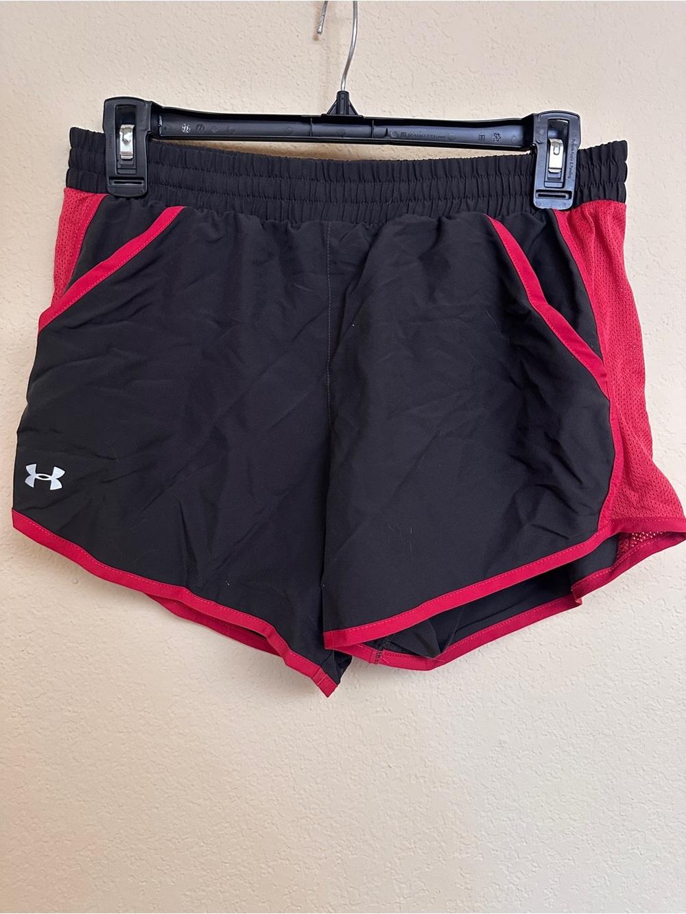 Under Armour Women's Charcoal Grey and Dark Pink Shorts